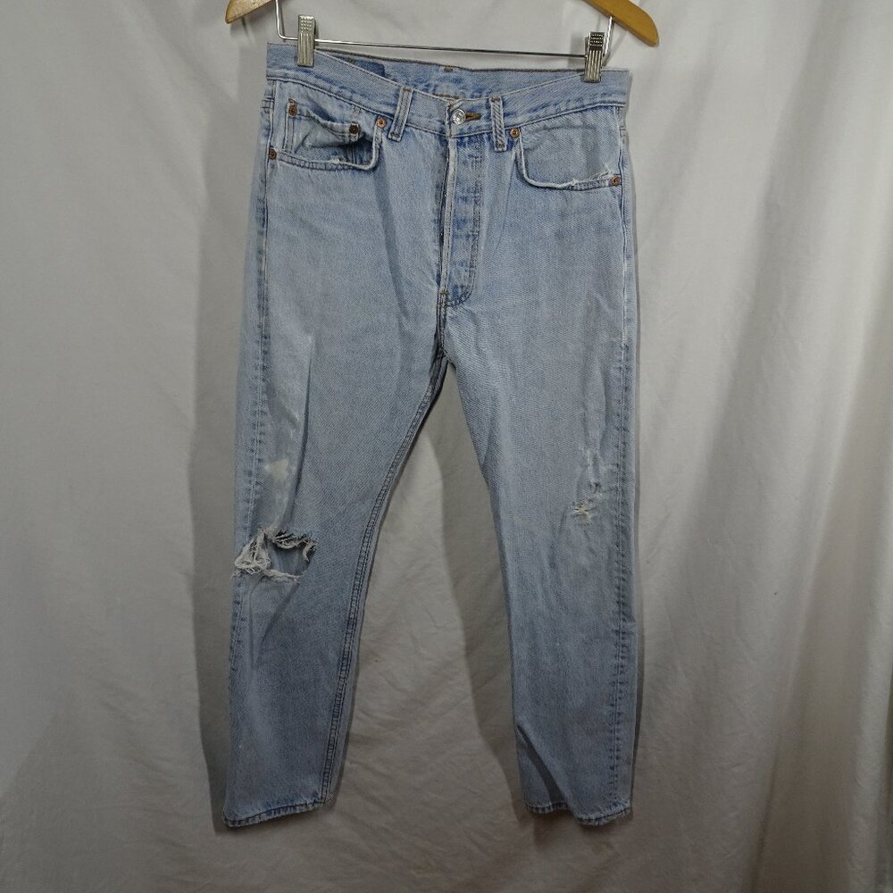 Vintage 90s Levi's 501 Button Fly Distressed Jeans Size W32 L30